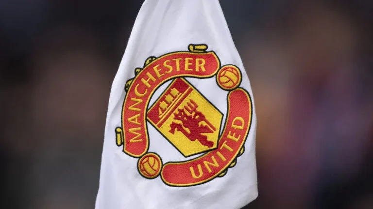 Manchester United crest on corner flag