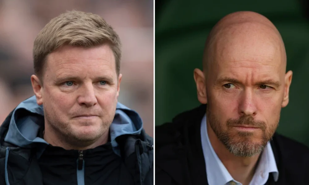 Newcastle United manager Eddie Howe and Erik ten Hag