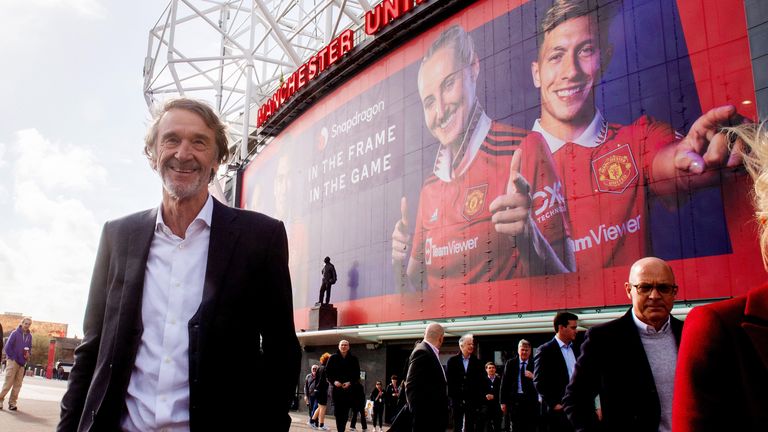 Sir Jim Ratcliffe outside Old Trafford
