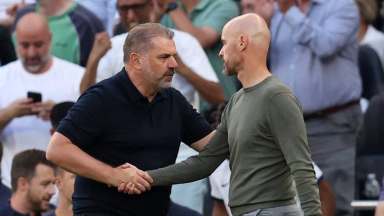 tottenham manager ange postceoglou man utd manager erik ten hag