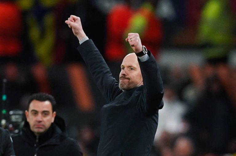 Erik ten Hag celebrating Manchester United