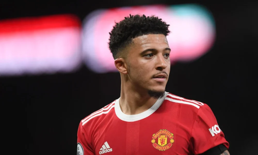 Jadon Sancho in Manchester United home kit