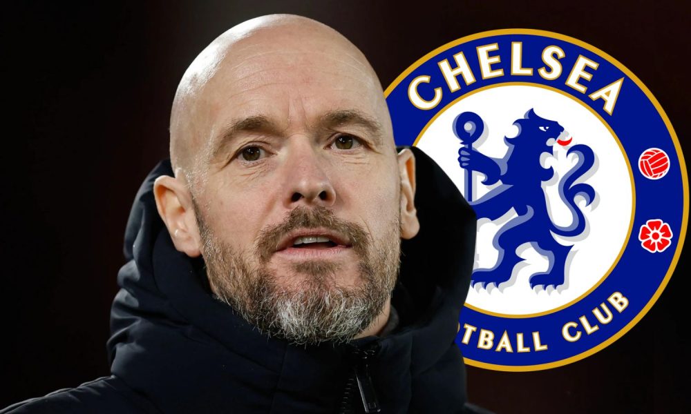 Erik ten Hag with Chelsea crest