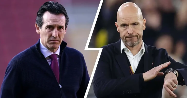 Aston Villa manager Unai Emery and Man Utd manager Erik ten Hag