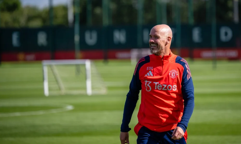 Erik ten Hag in first-team training