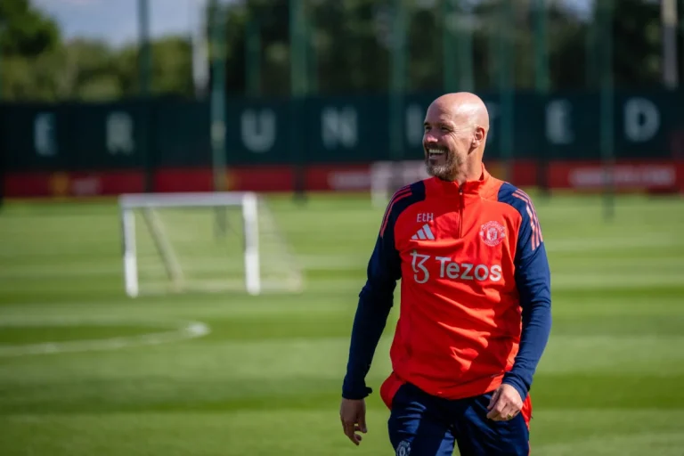 Erik ten Hag in first-team training
