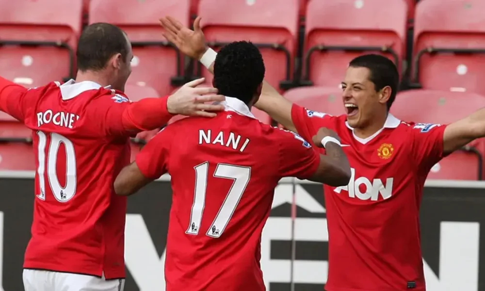 Wayne Rooney, Nani and Javier Hernandez