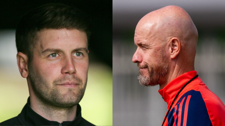Brighton manager Fabian Hürzeler and Erik ten Hag