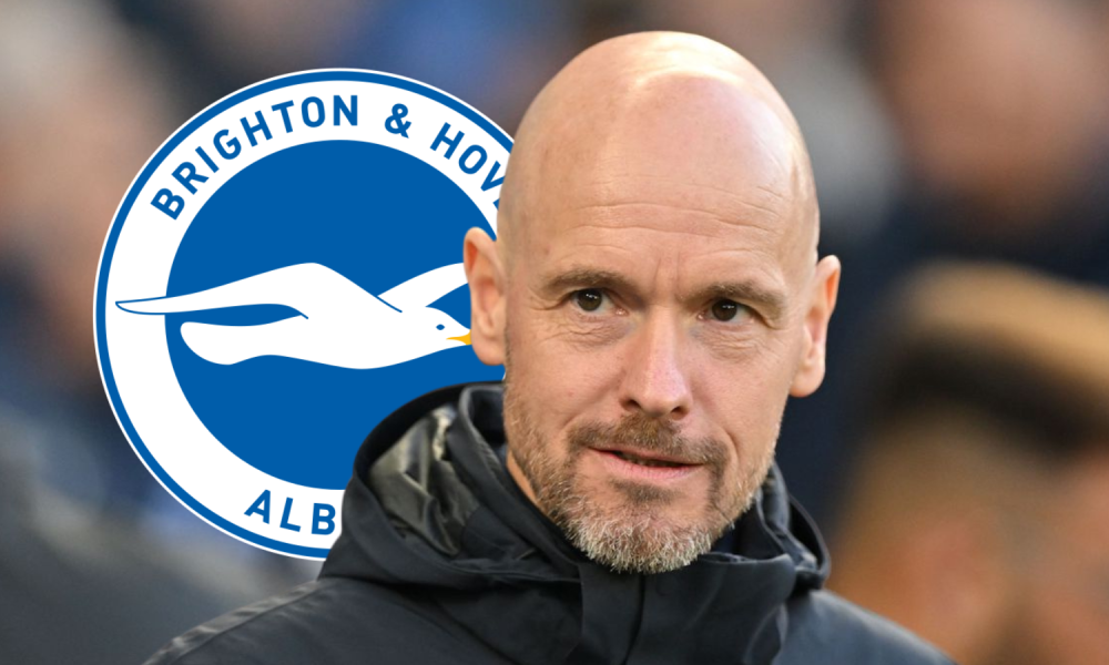 Erik ten Hag with Brighton & Hove Albion symbol