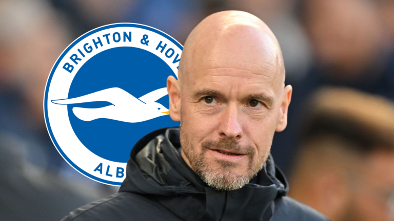 Erik ten Hag with Brighton & Hove Albion symbol