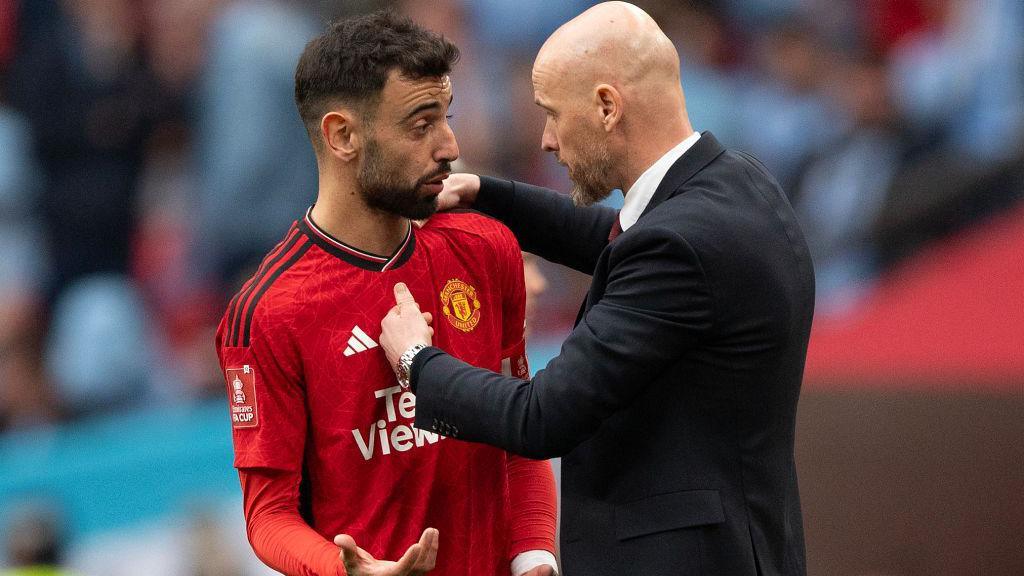 Bruno Fernandes and Erik ten Hag
