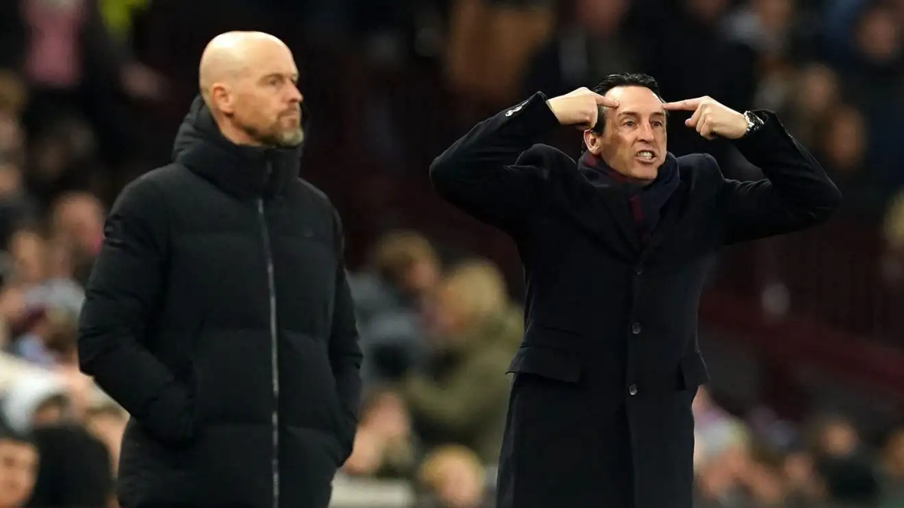 Erik ten Hag and Aston Villa manager Unai Emery