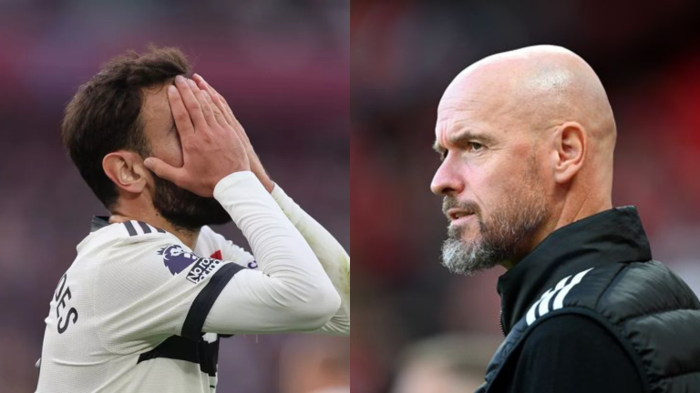 Bruno Fernandes and Erik ten Hag