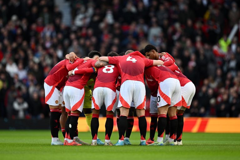 Manchester United team huddle