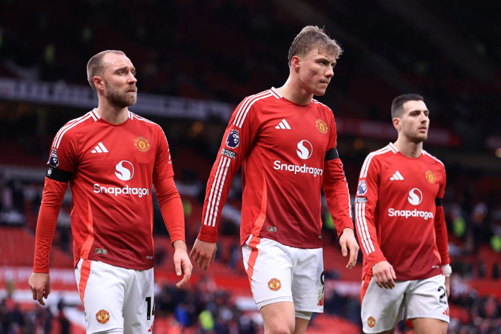 Christian Eriksen, Rasmus Hojlund and Diogo Dalot