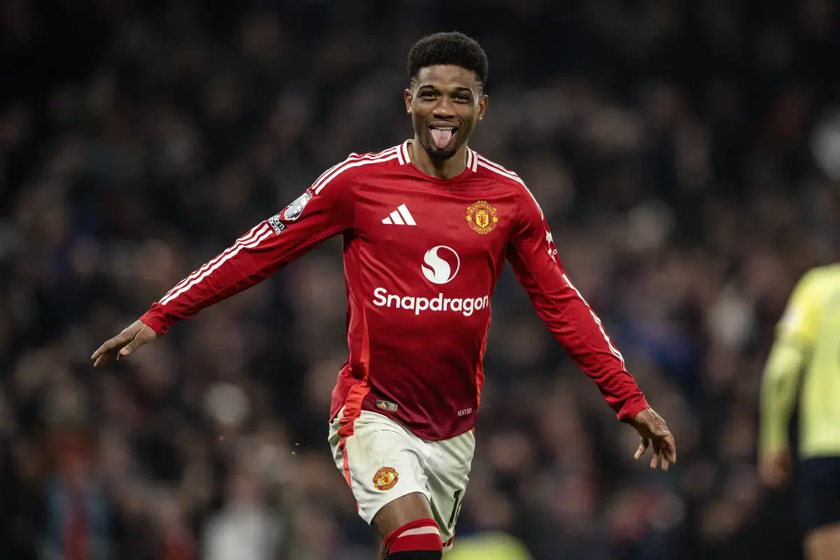 Amad Diallo celebrates goal