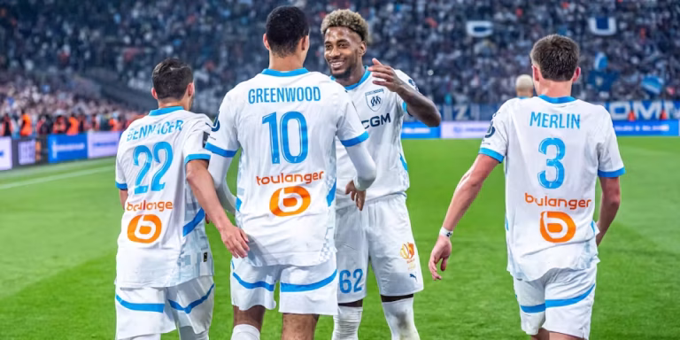 Olympique de Marseille players celebrate