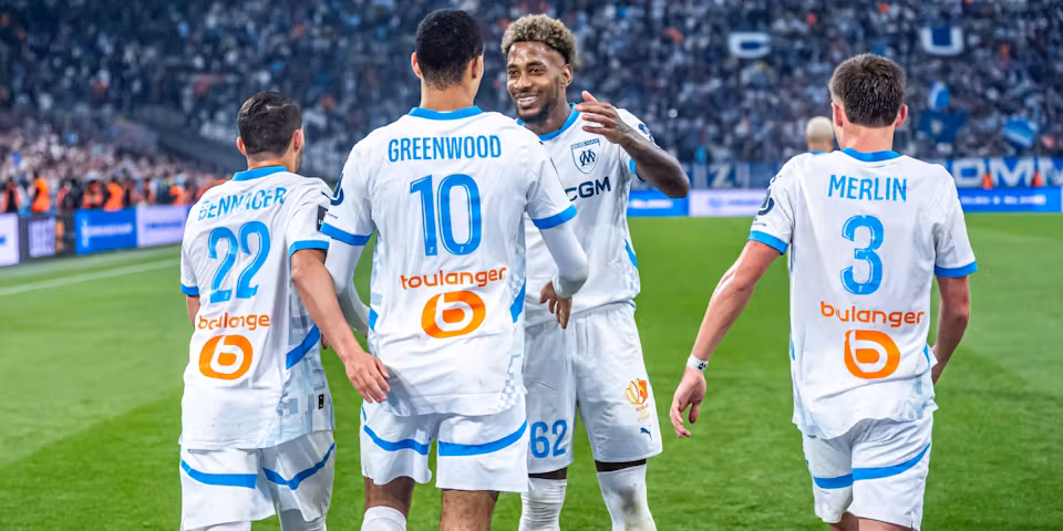 Olympique de Marseille players celebrate