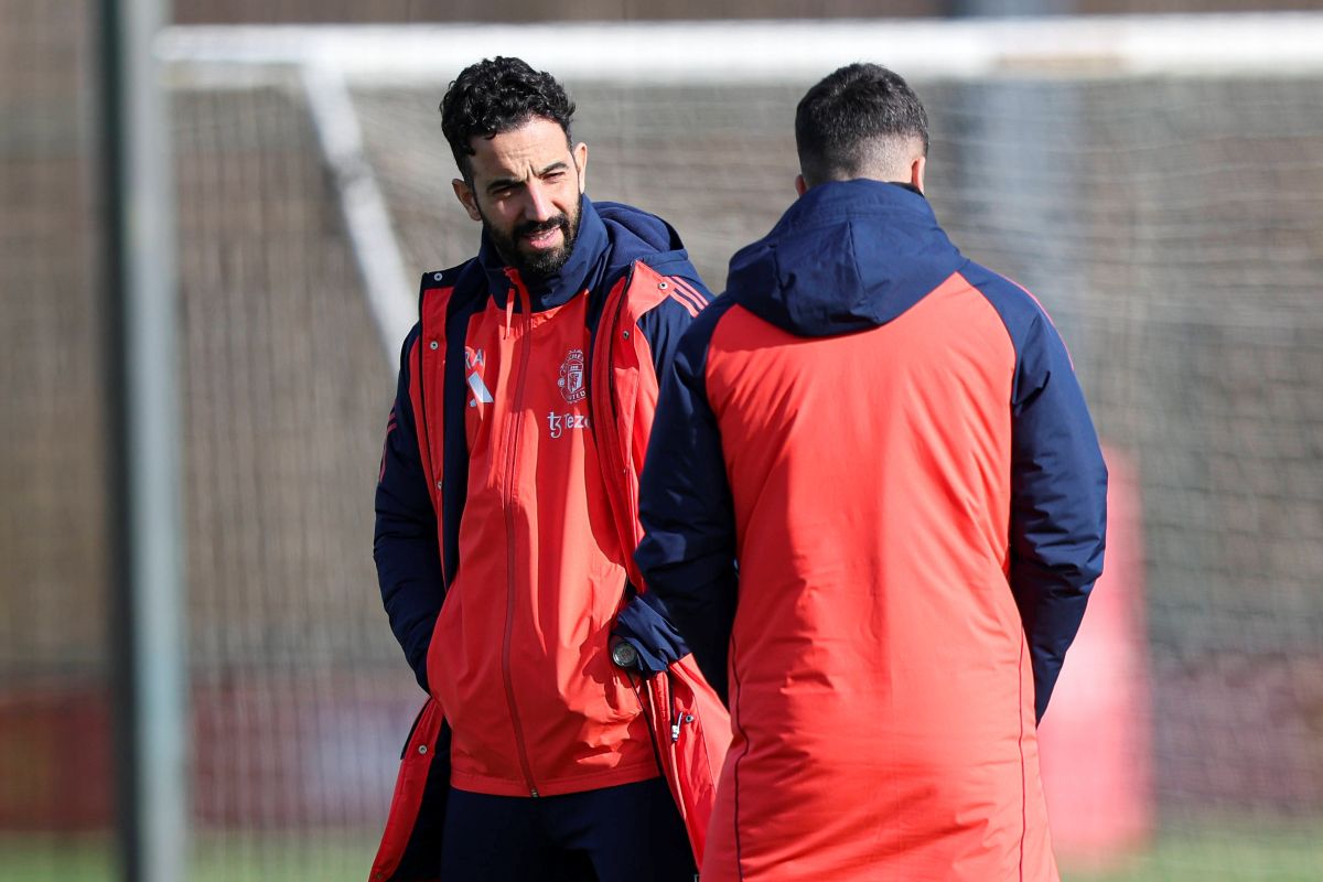 Ruben Amorim in training at Carrington
