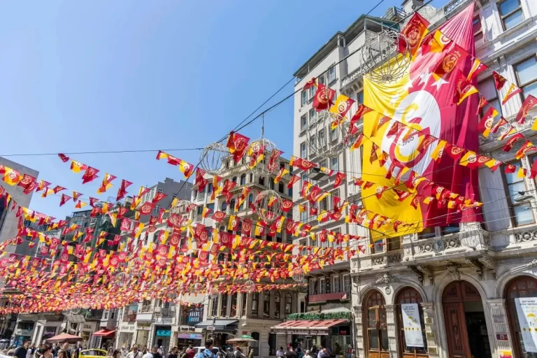 Galatasaray flags hanging in Istanbul