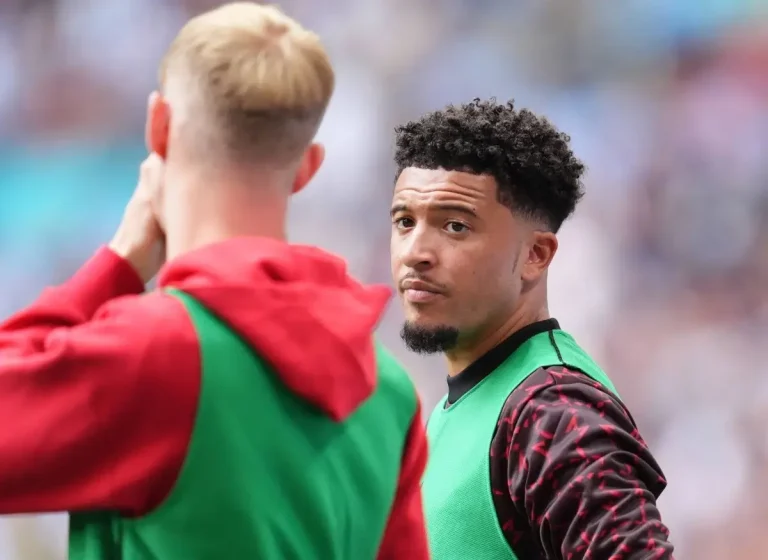 Jadon Sancho for Manchester United in pre-game training kit