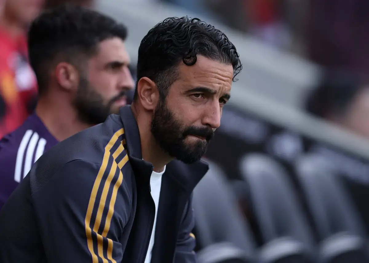Ruben Amorim close up at Fulham vs Manchester United at Craven Cottage